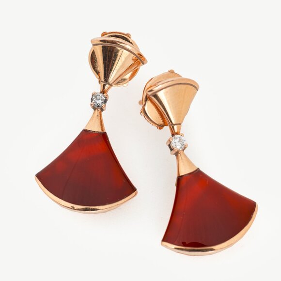 Bvlgari Divas’ Dream Red 18kt Gold Drop Earrings - Picture 1 of 4